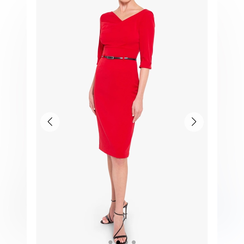 NWT Black Halo Jackie O Three-Quarter Sleeve Dress in Red - Picture 2 of 8